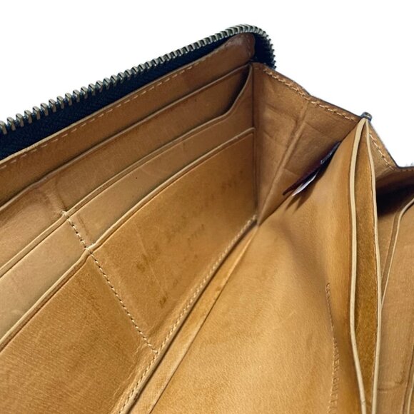 Auth COACH Modern water buffalo leather accordion wallet 74972 Black Leather - - Picture 2 of 9